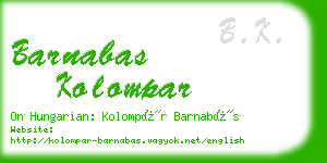 barnabas kolompar business card